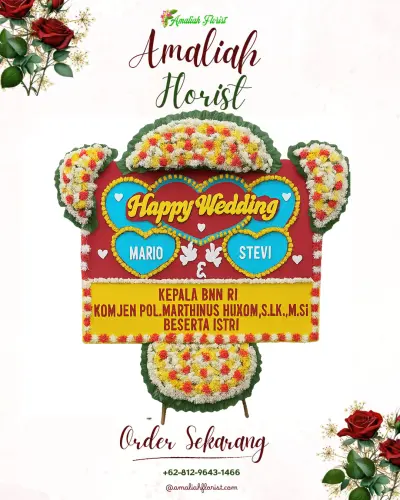 Karangan Papan Bunga Pernikahan di Mamboro